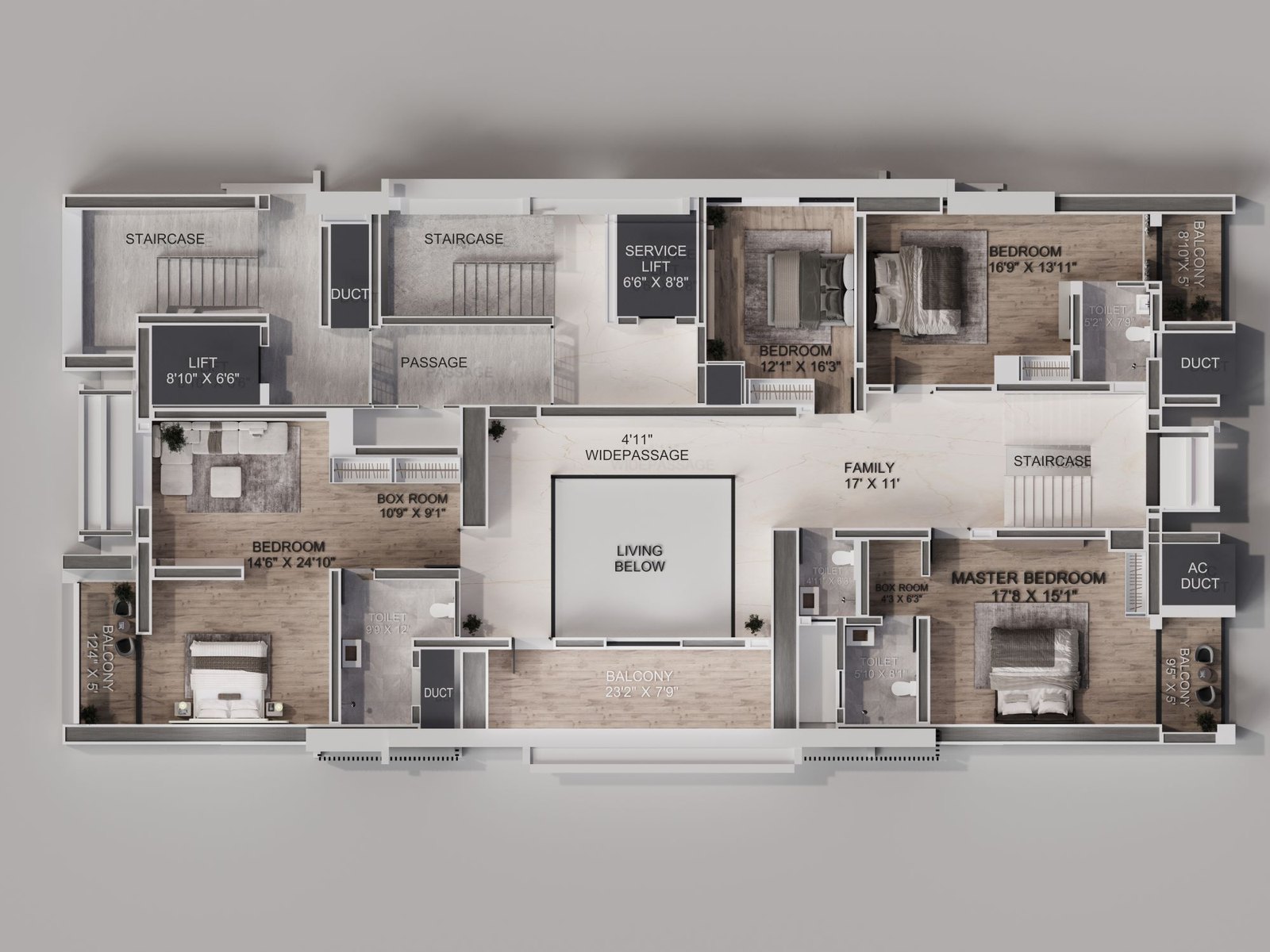 Upper duplex plan